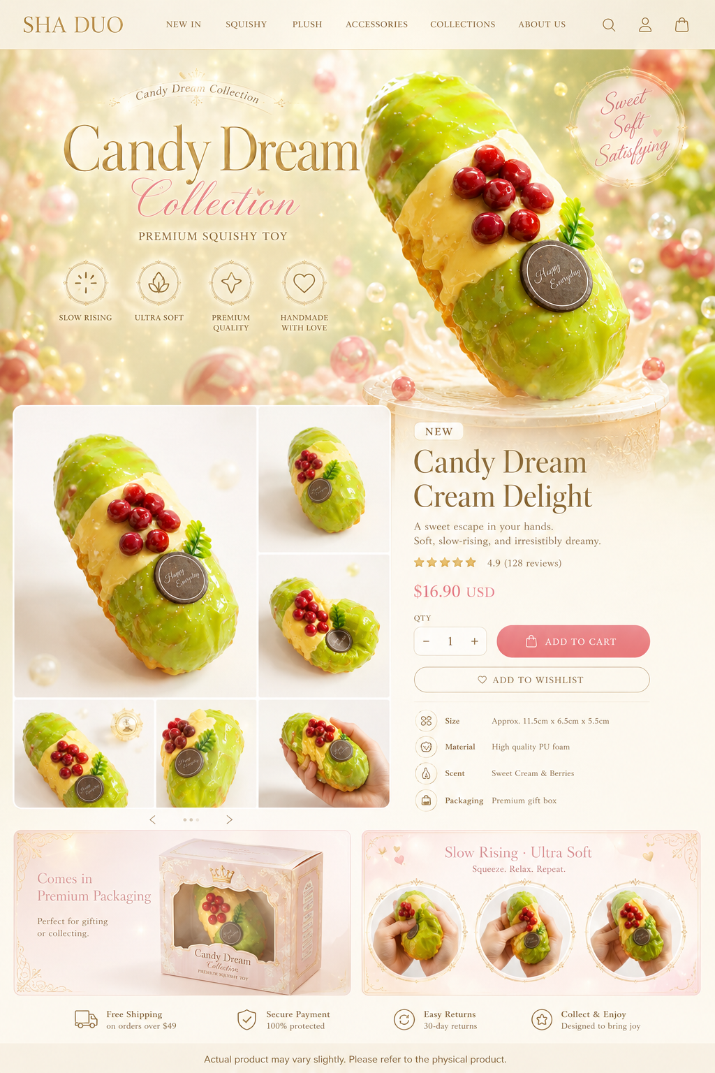 SHADUO Candy Dream Matcha Cream Roll Squishy
