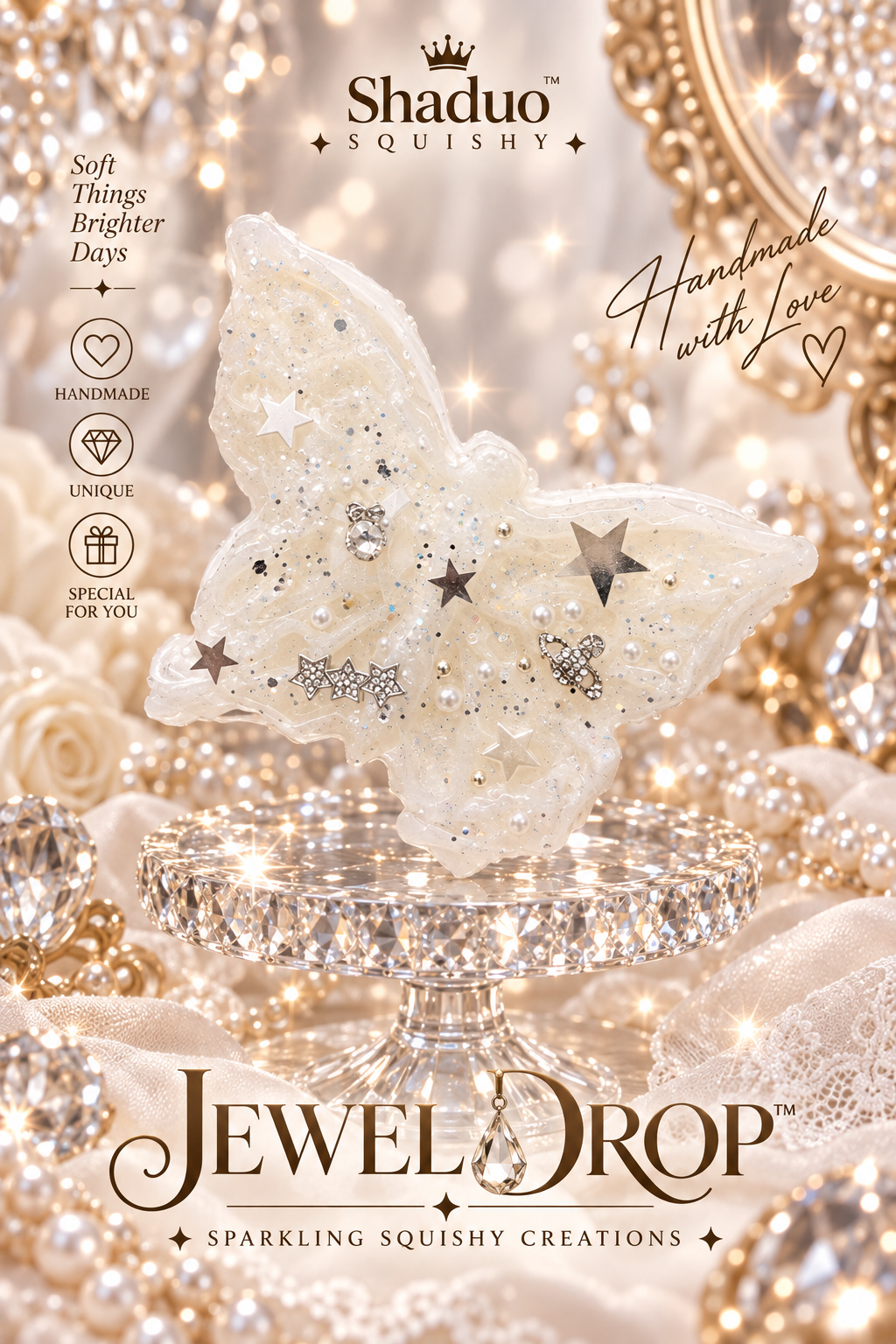 Jewel Drop Series - Pink Ombre Butterfly Jewel Squishy