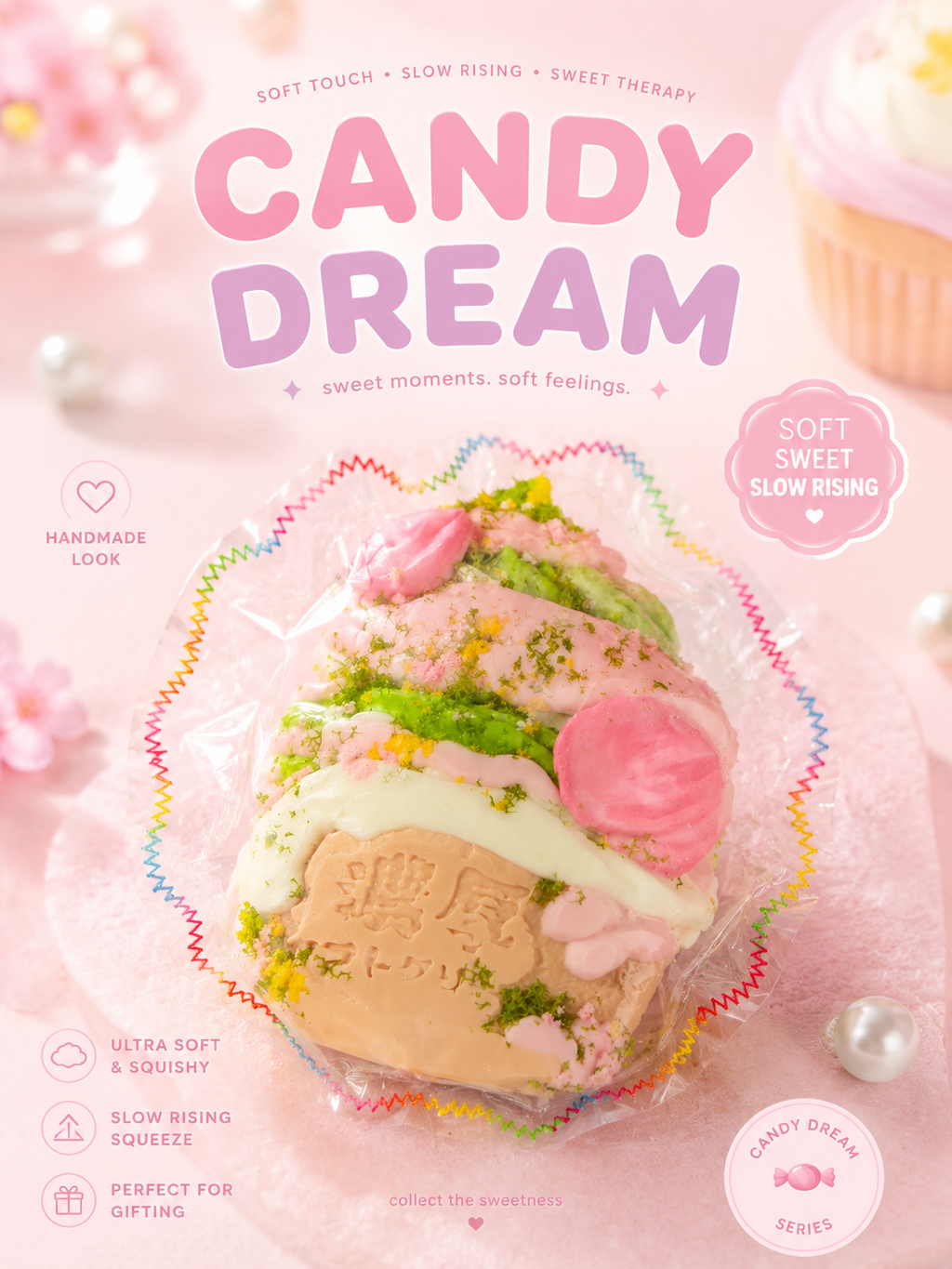 Rainbow Matcha Cake Roll Squishy