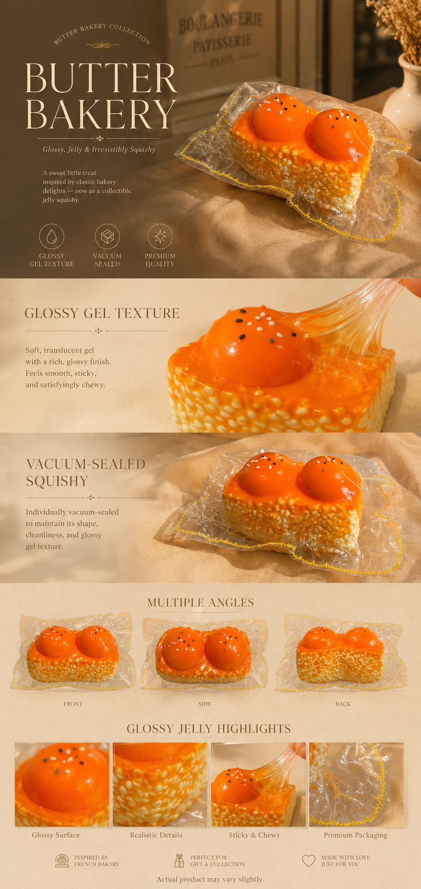 Golden Double Sunny-Egg Toast Squishy Toy
