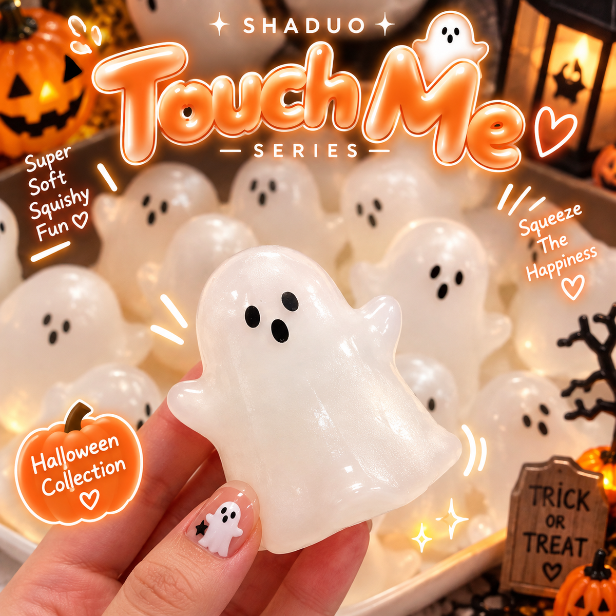 Touch Me Series - Halloween Pearly White Ghost Squishy
