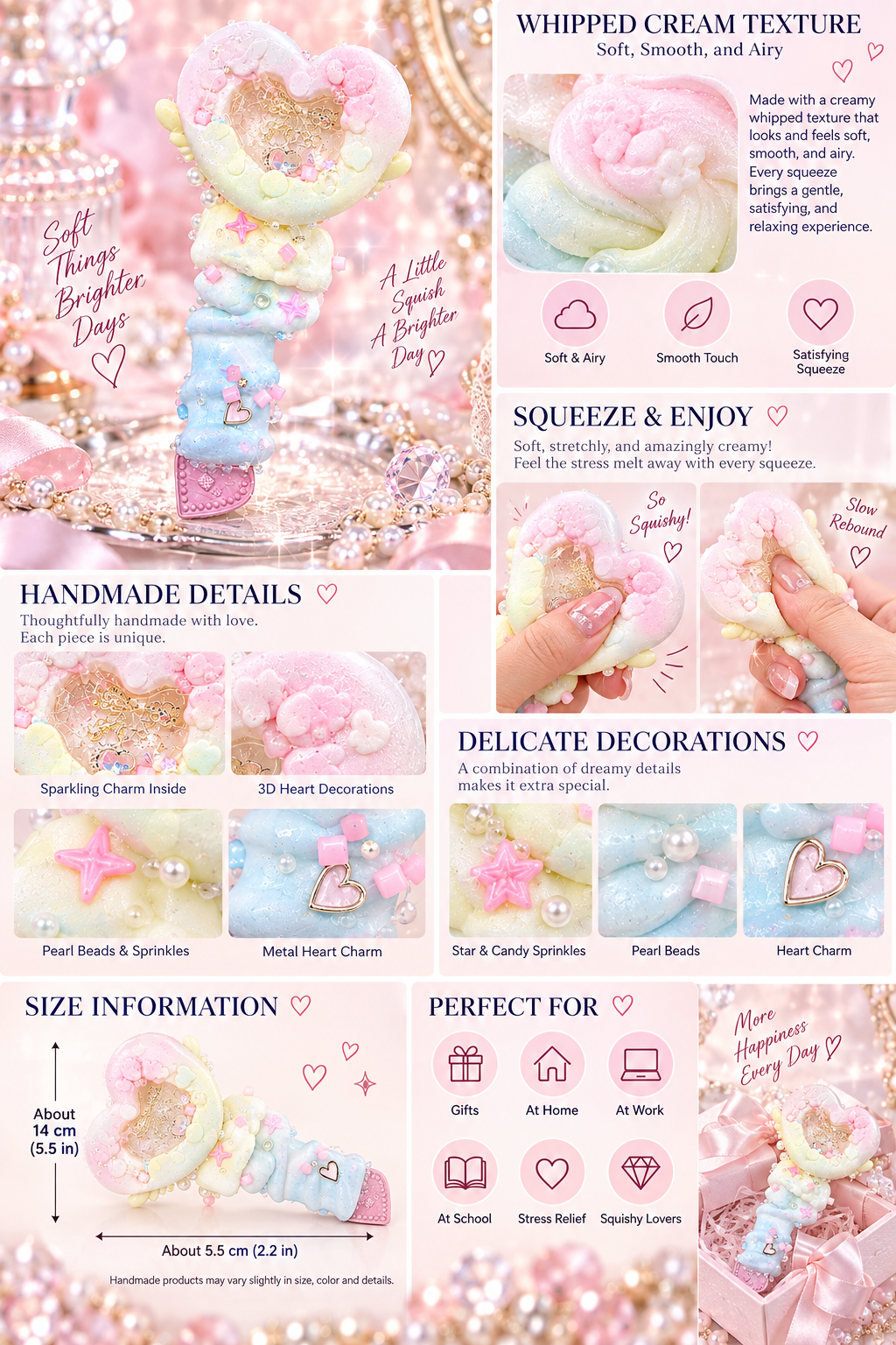 Jewel Drop Series - Rainbow Heart Magic Wand Squishy