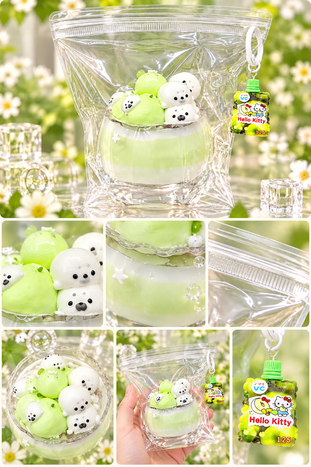Clear Series - Matcha Green Seal Bowl Crystal Jelly Squishy
