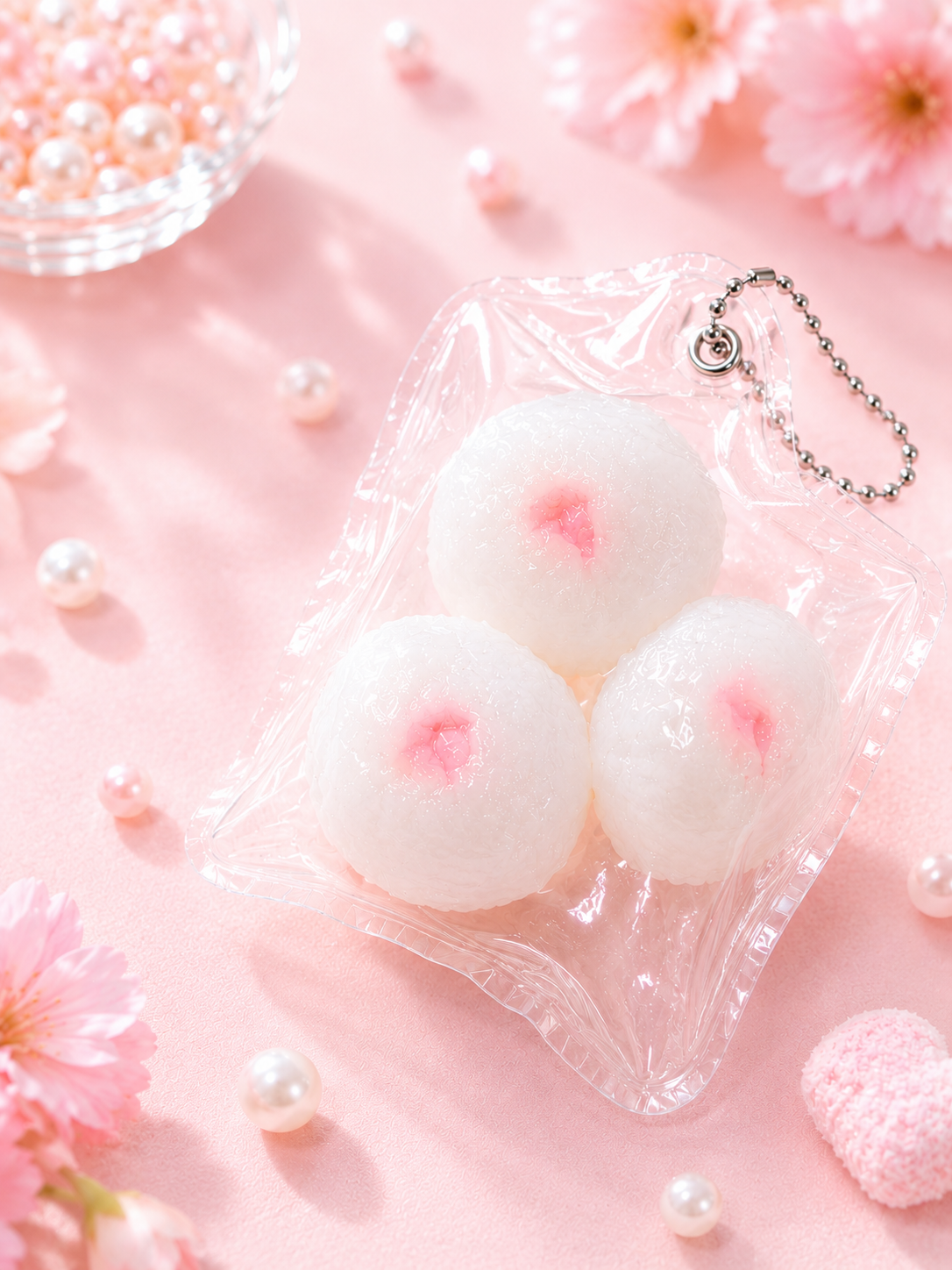 Mini Lychee Mochi Chain Squishy (3-Pack)
