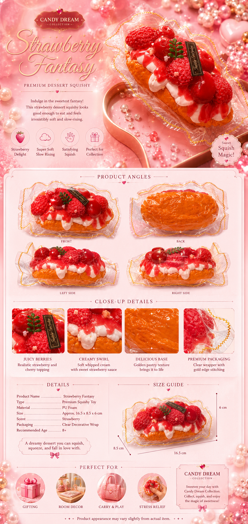 SHADUO Strawberry Fantasy Dessert Squishy
