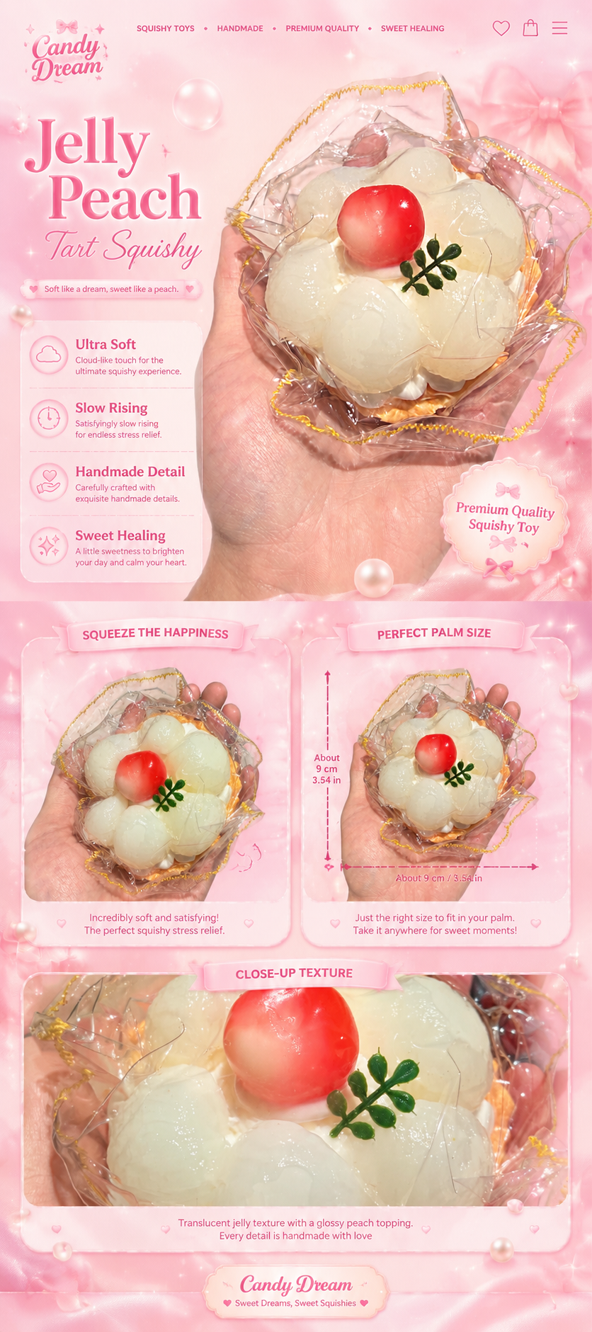 SHADUO Candy Dream Peach Blossom Tart Squishy
