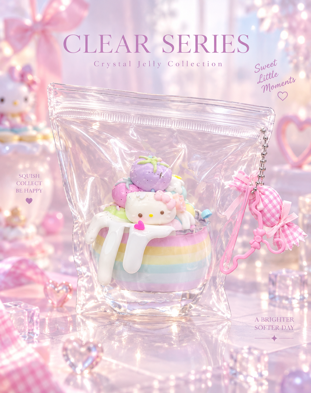 Clear Series - Sweet Kitty Pastel Sundae Crystal Jelly Squishy