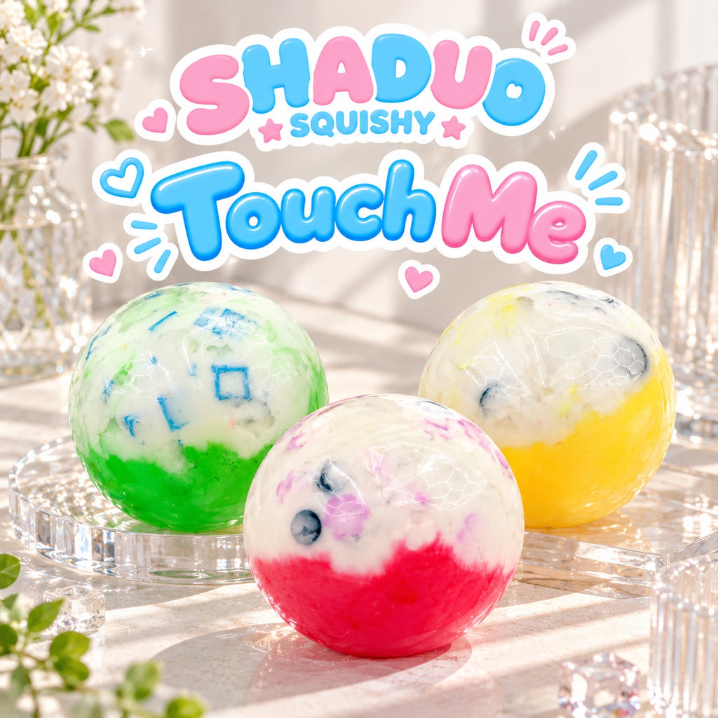 Touch Me Series Two-Tone Crunchy Ball Squishy in Green, Yellow and Red