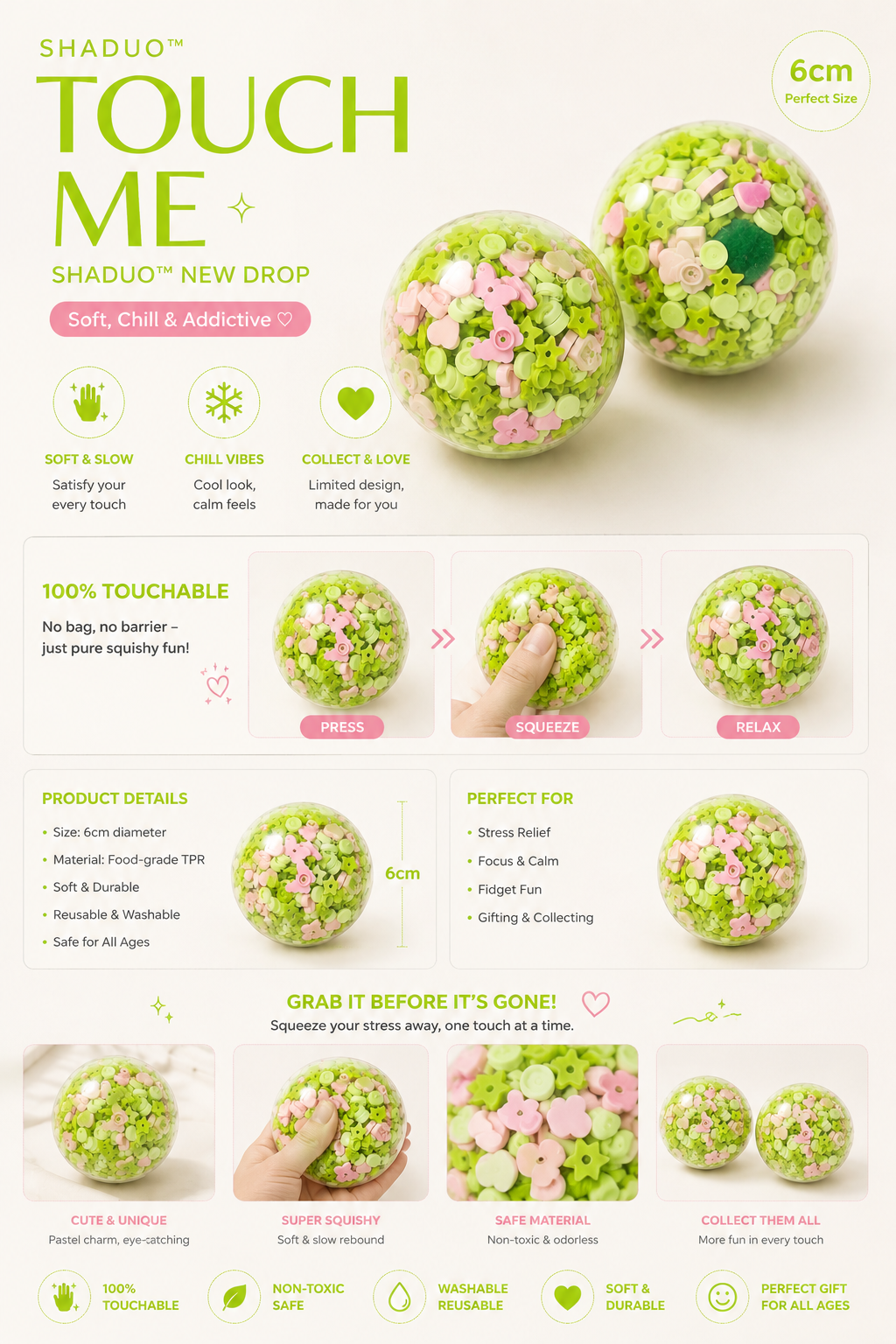 [Touch Me] Spring Garden Confetti Ball Squishy