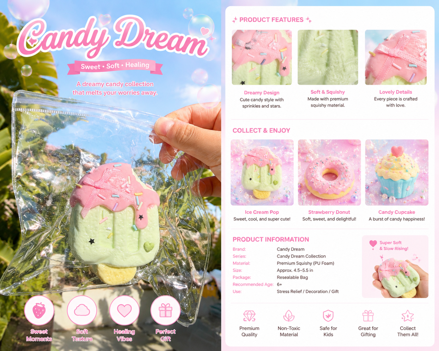 [Candy Dream] Pastel Glazed Popsicle Squishy