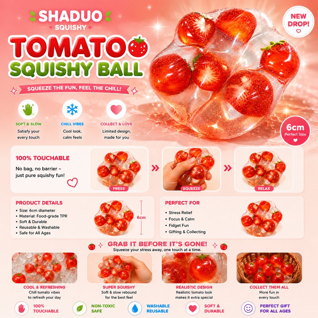 Touch Me Series - Sparkly tomato Jelly Cushion Squishy ball(vaseline texture)