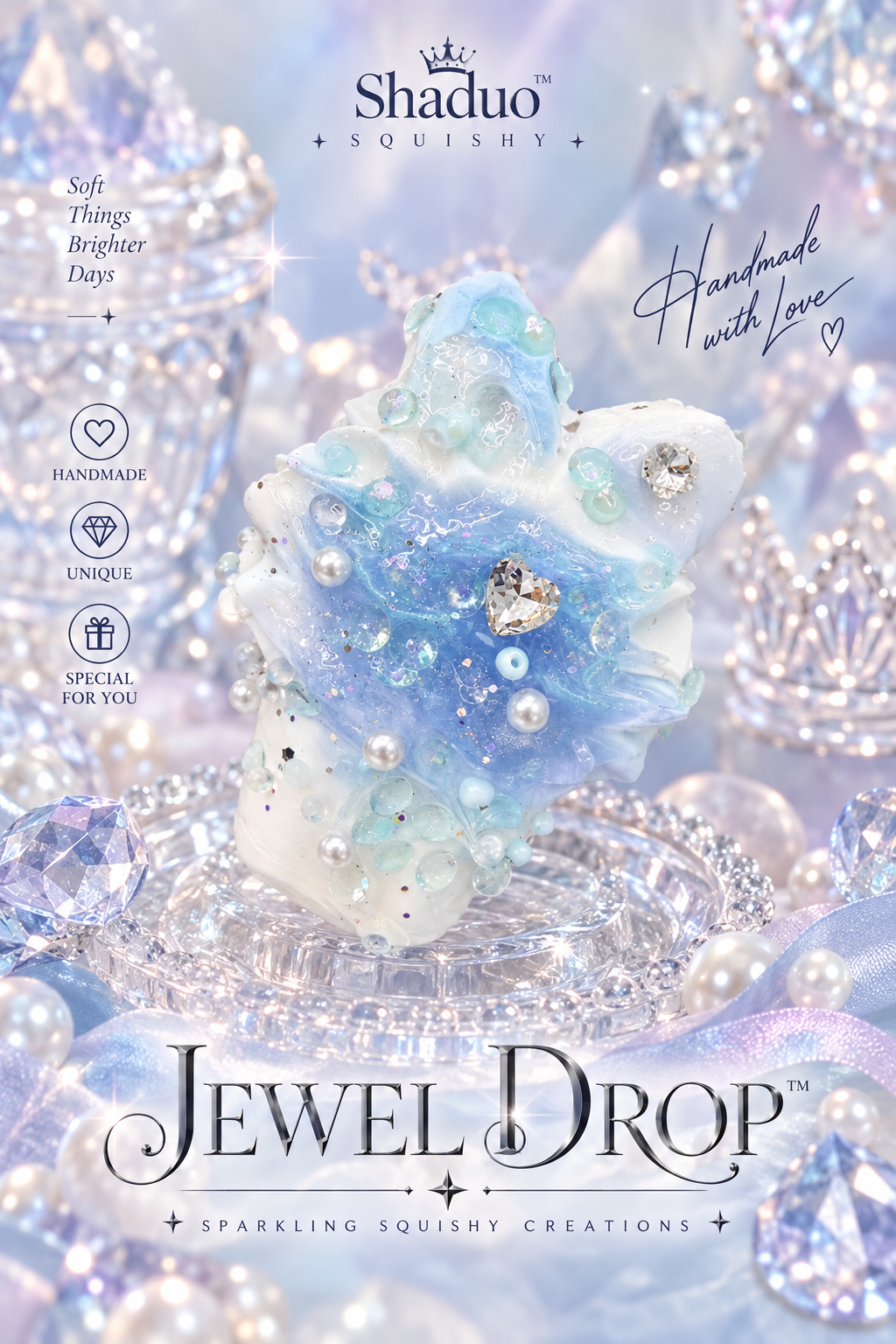 Jewel Drop Series - Ocean Crystal bunny cone & Glacier Wave Squishy