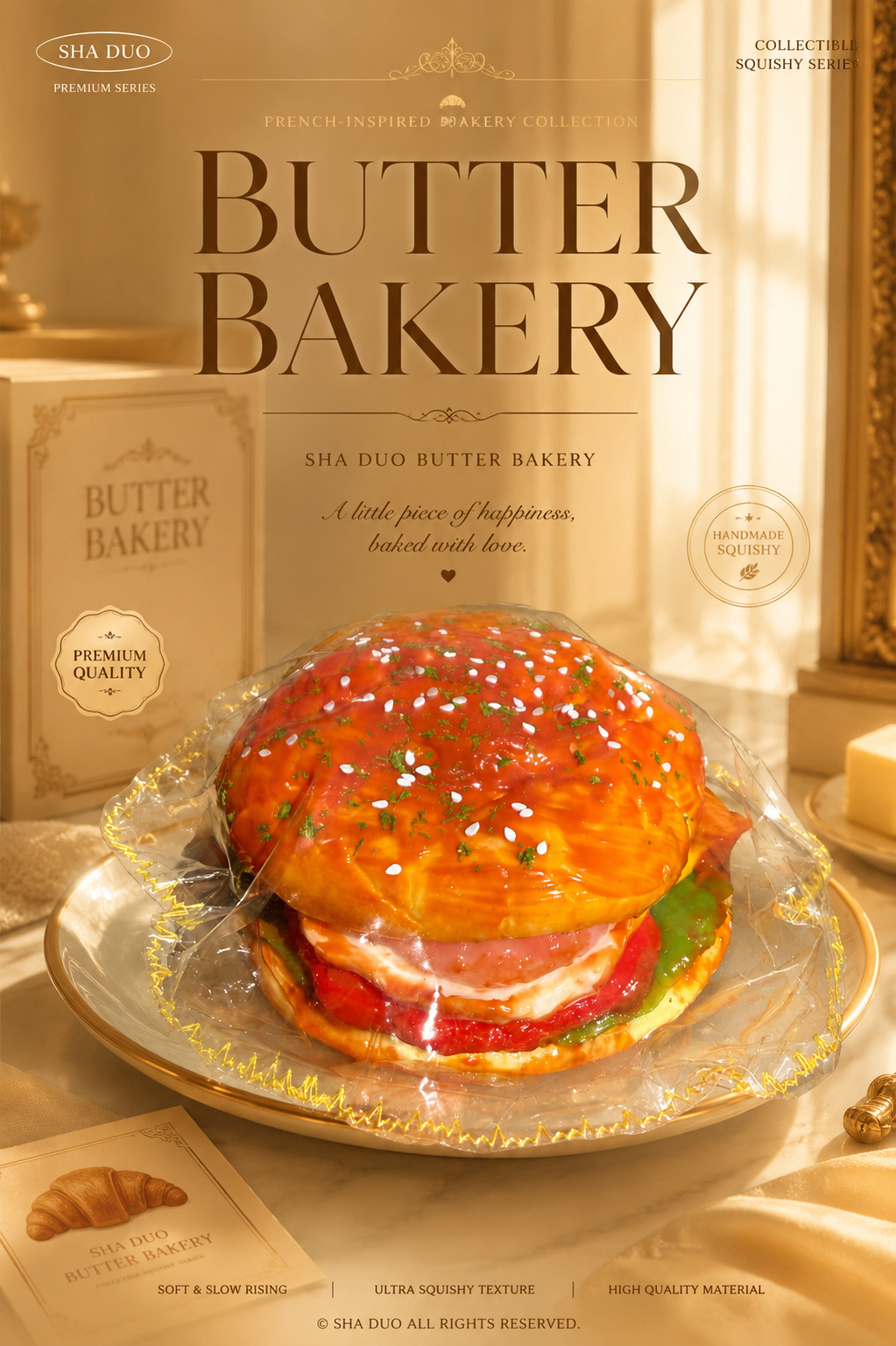Deluxe Savory Glaze Burger Squishy Toy