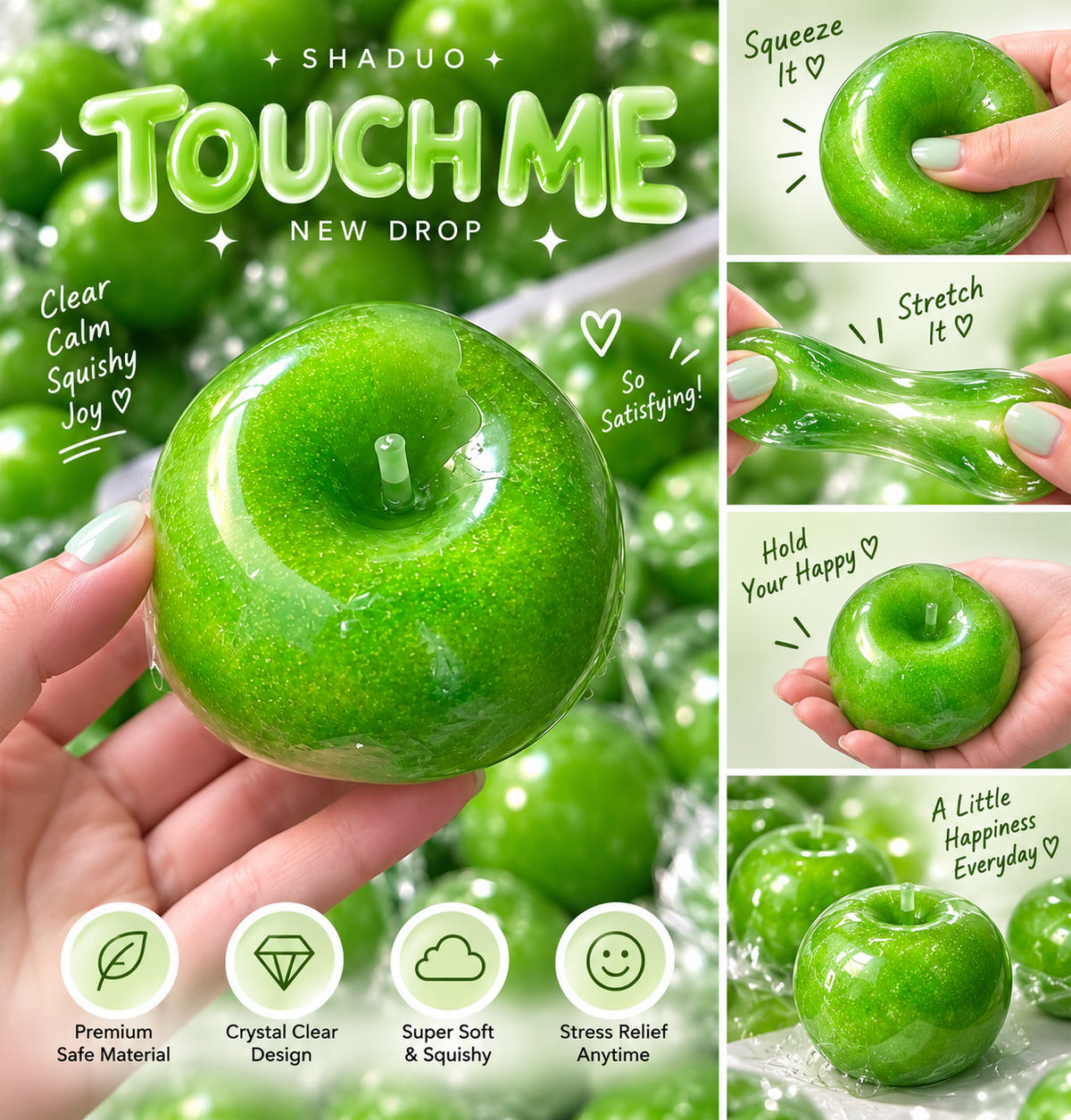 SHADUO Touch Me Series - big size Green Apple Jelly Squishy