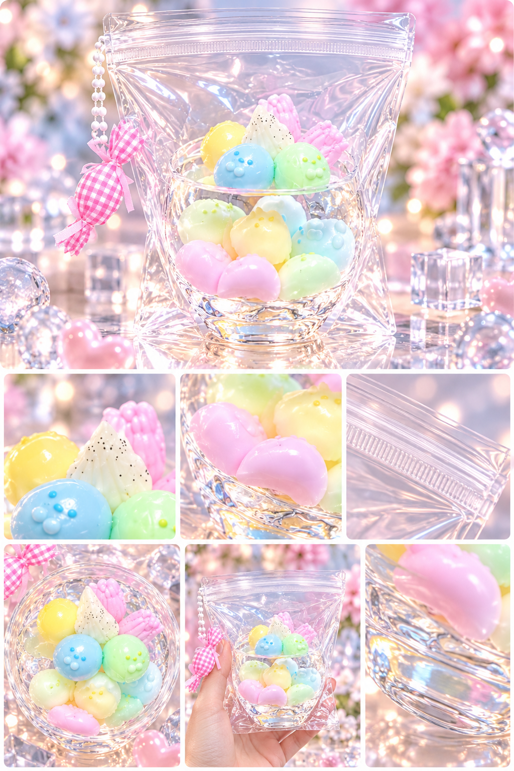 Clear Series - Pastel Candy Meringue Bowl Crystal Jelly Squishy