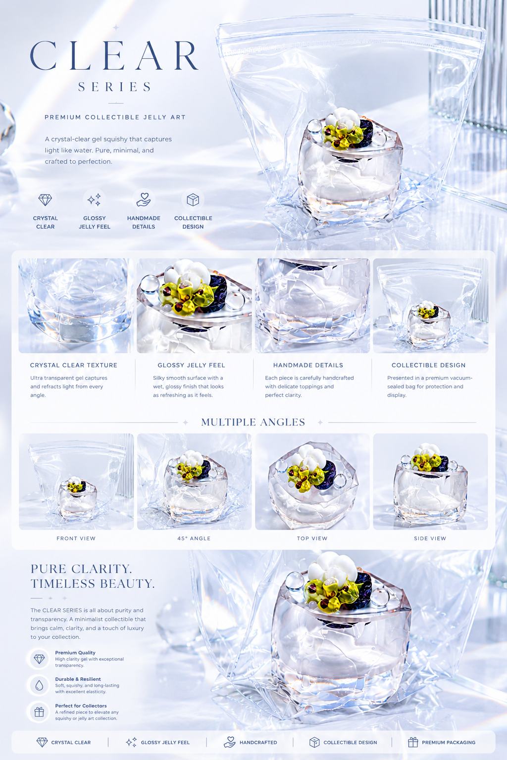 Premium Mangosteen Clear Crystal Jelly Squishy