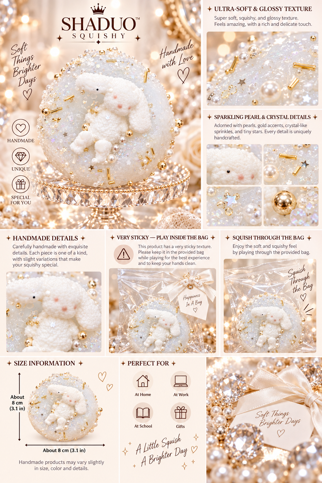 Jewel Drop Series - Crystal Bunny Round Cake Squishy