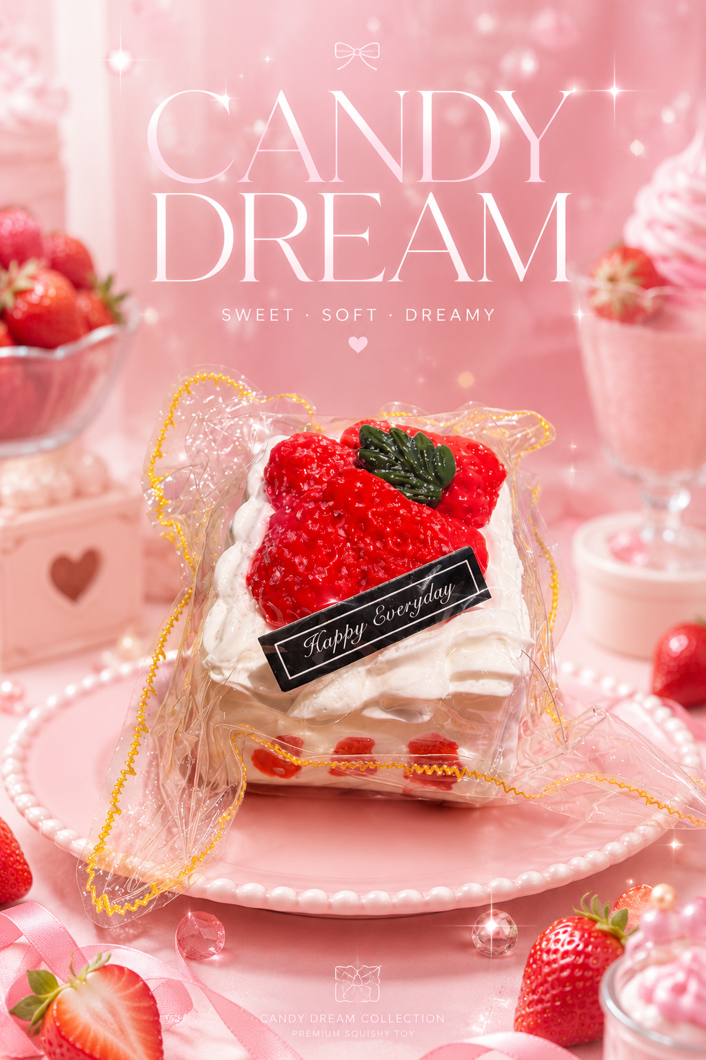 Happy Everyday Strawberry Loaf Cake Squishy