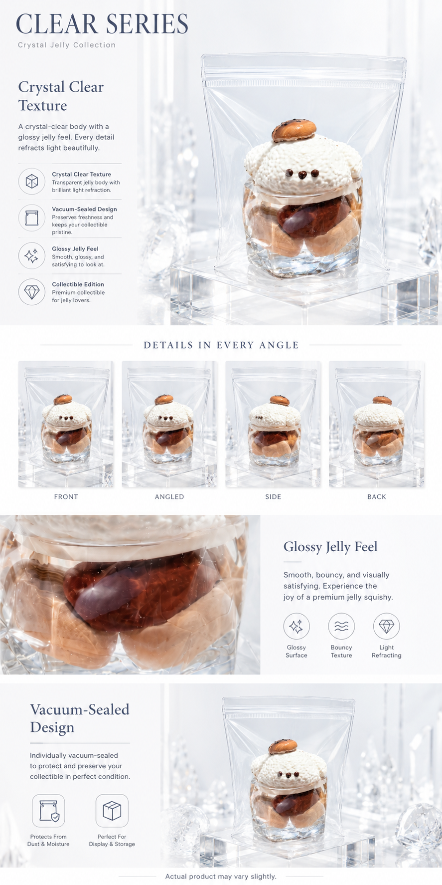 White Shiba Coffee Parfait Crystal Jelly Squishy