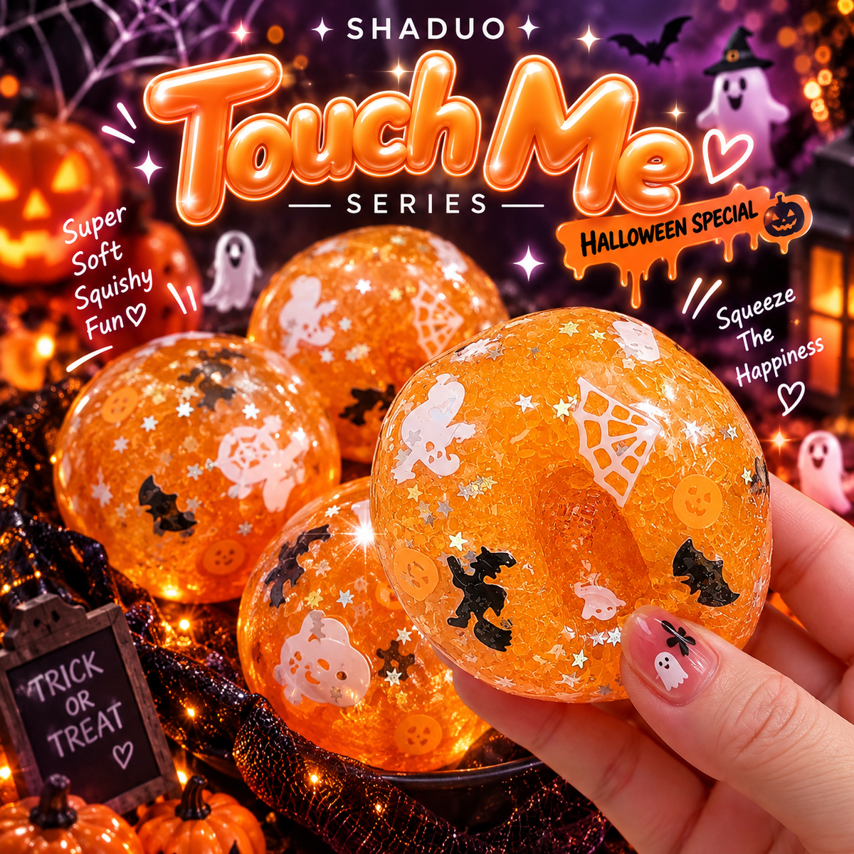 Touch Me Series-Halloween Orange Confetti Squishy Orb