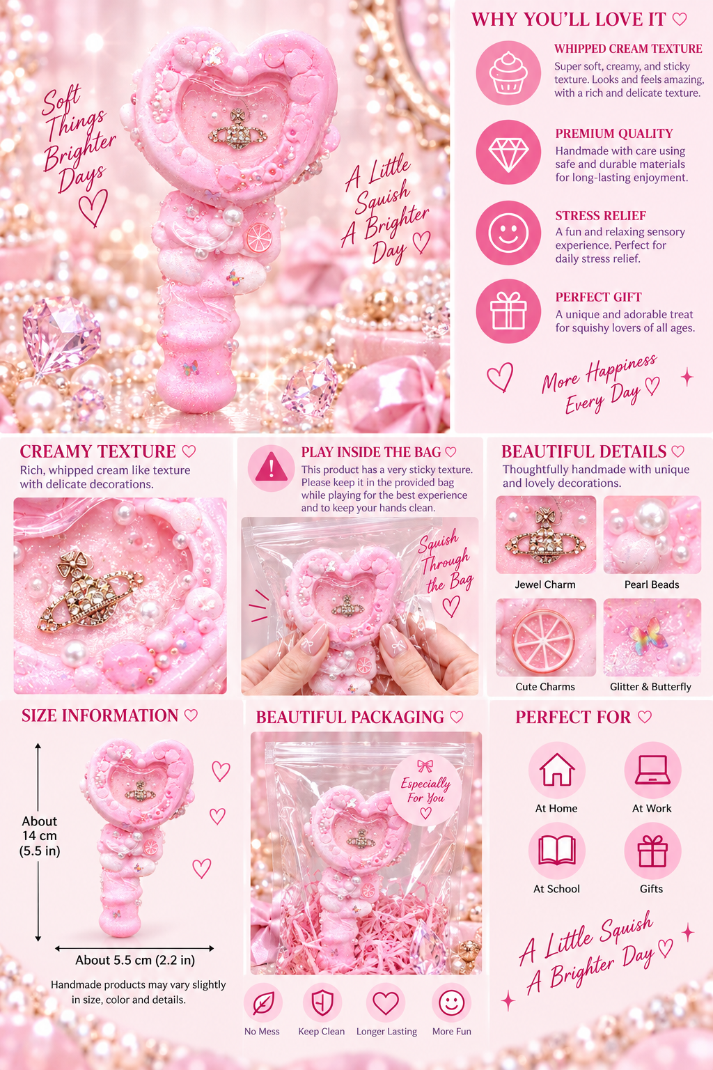 Jewel Drop Series - Rainbow Heart Magic Wand Squishy