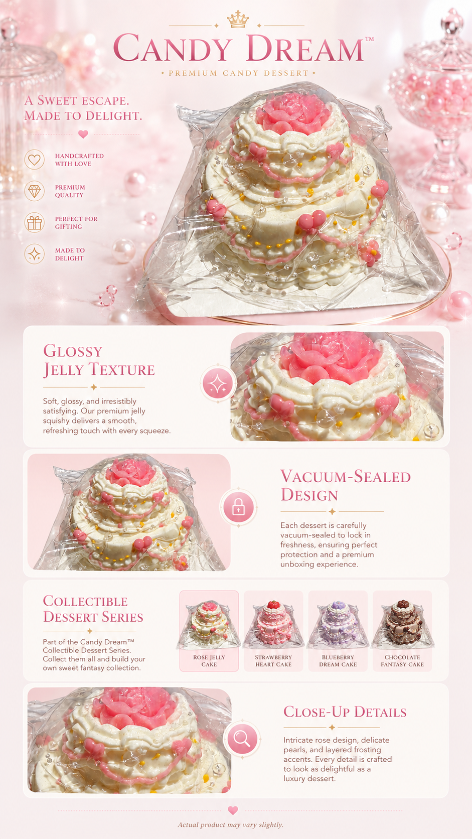 Royal Rose Double-Tier Wedding Cake Squishy