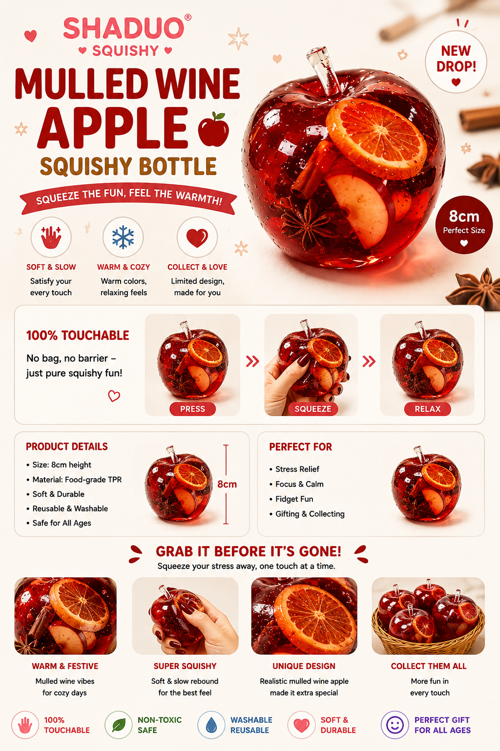 Touch Me Series - Festive Mulled Wine Gel Squishy