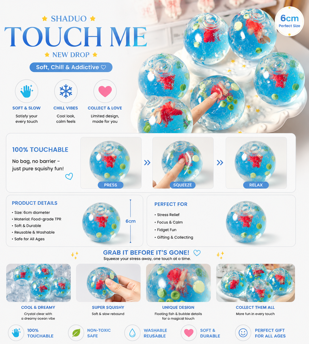 [Touch Me] Blue Lagoon Red Goldfish Aquarium Ball Squishy