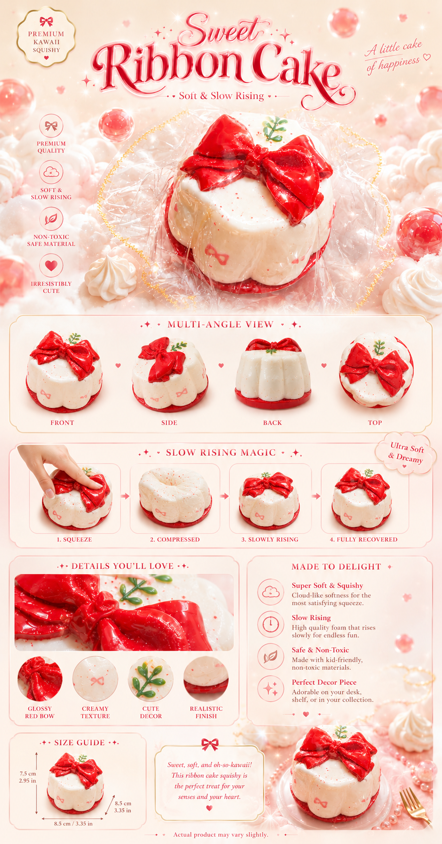 SHADUO Sweet Ribbon Cake Squishy