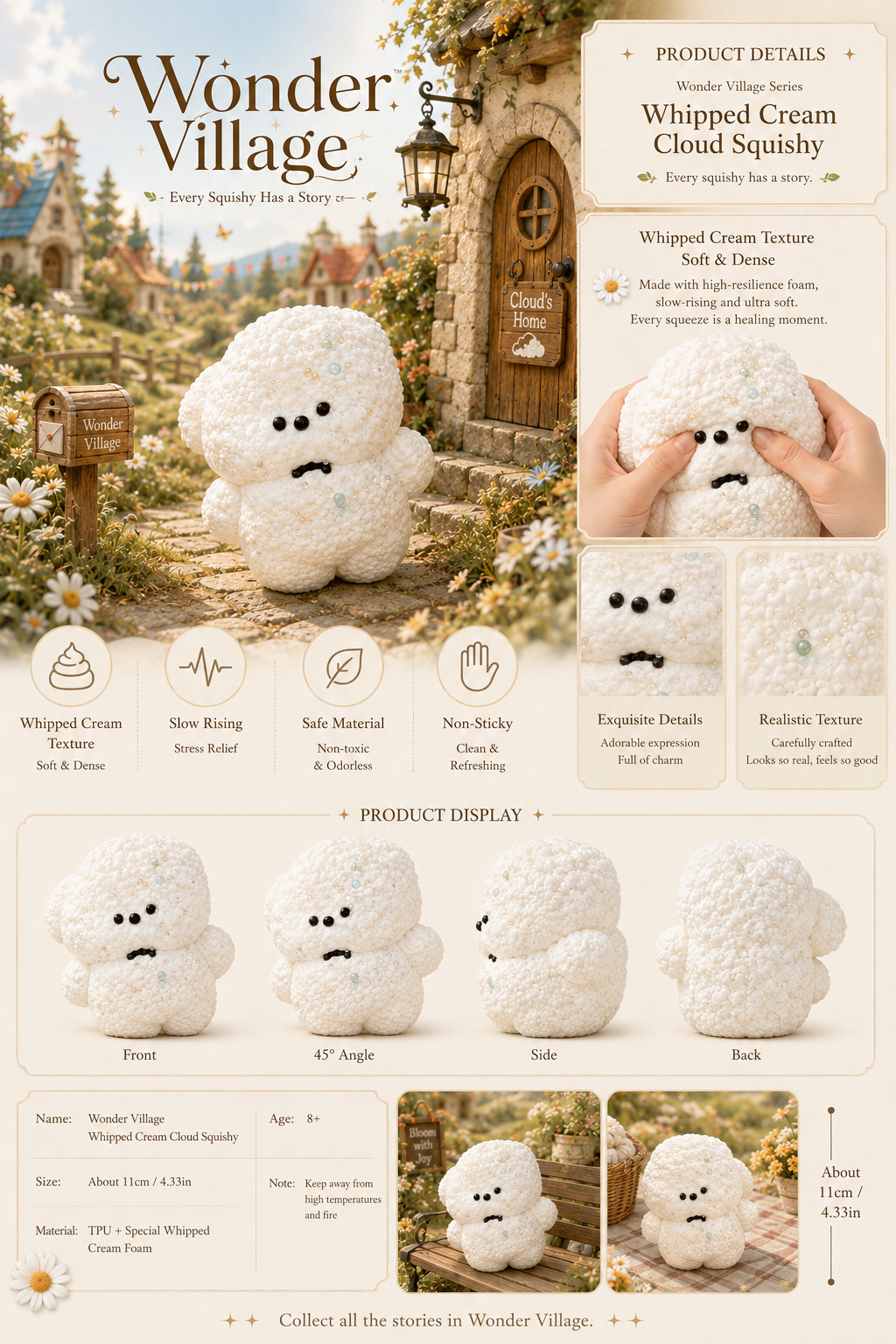 Wonder Village - Cloud's Home Dog Whipped Cream Squishy Toy