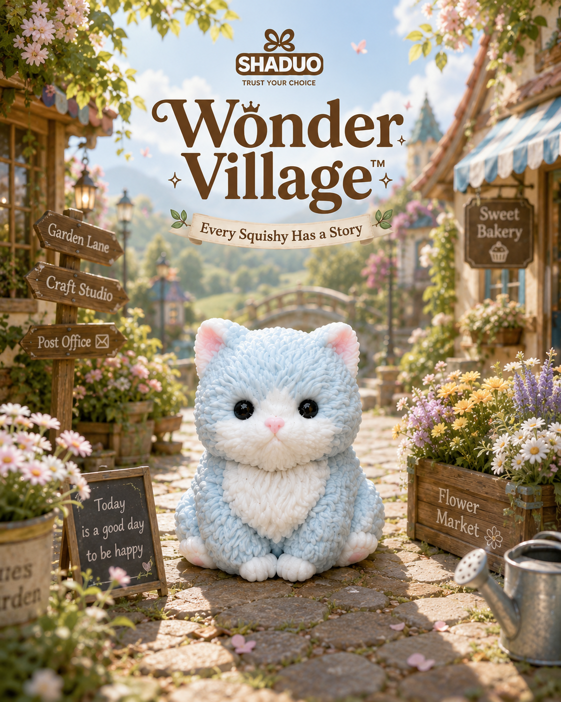 Wonder Village - Garden Kitten Whipped Cream Squishy Toy