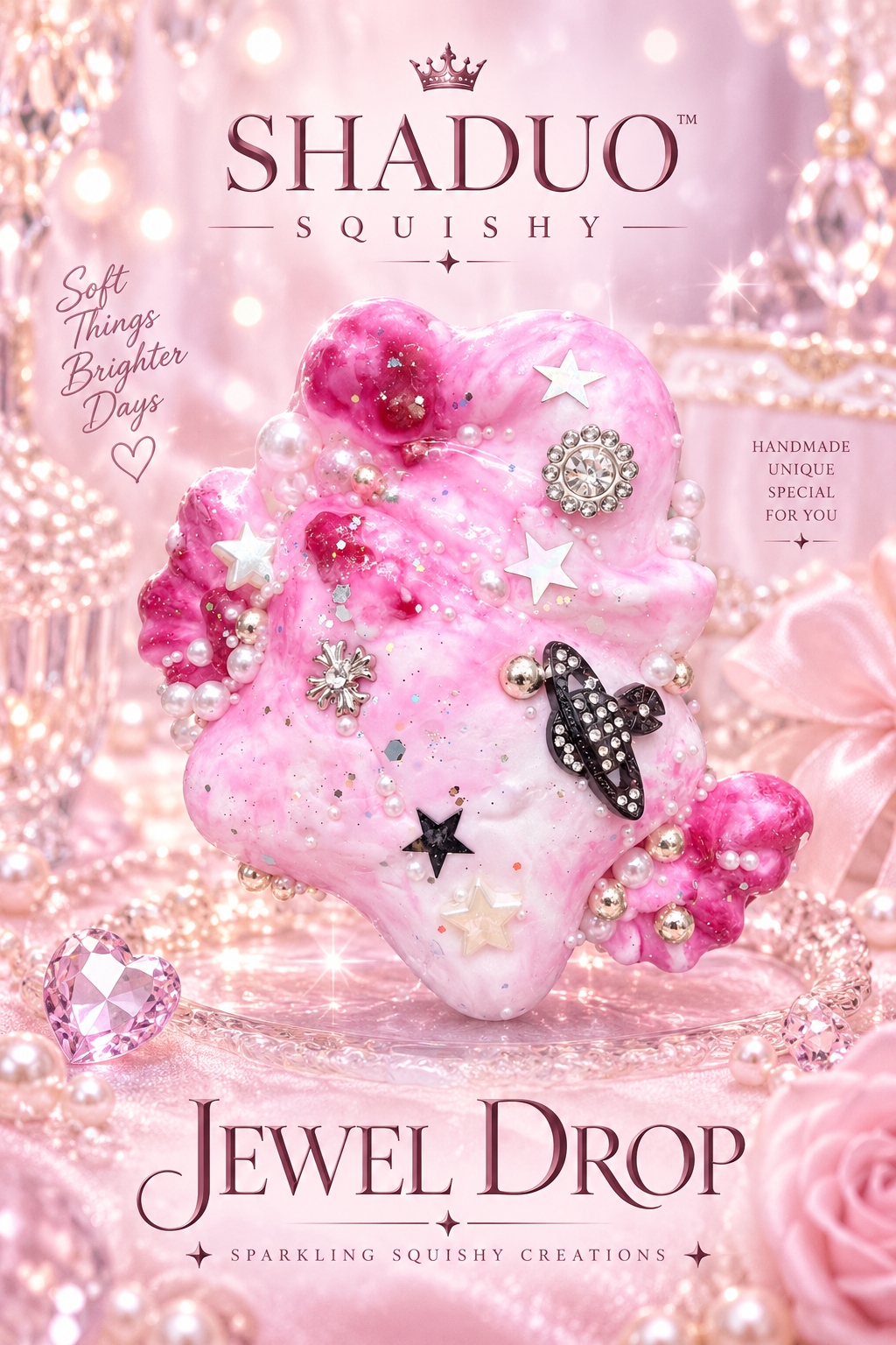 Jewel Drop Series - Berry Pink Galaxy Swirl Squishy