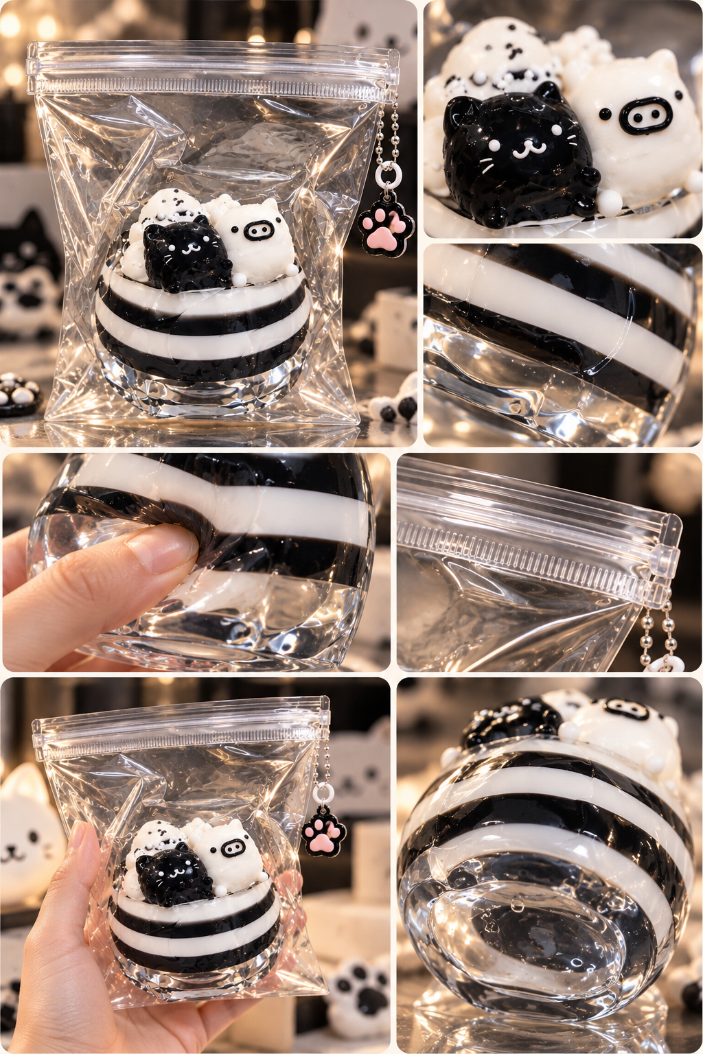 Clear Series - Black Cat & Piggy Parfait Crystal Jelly Squishy