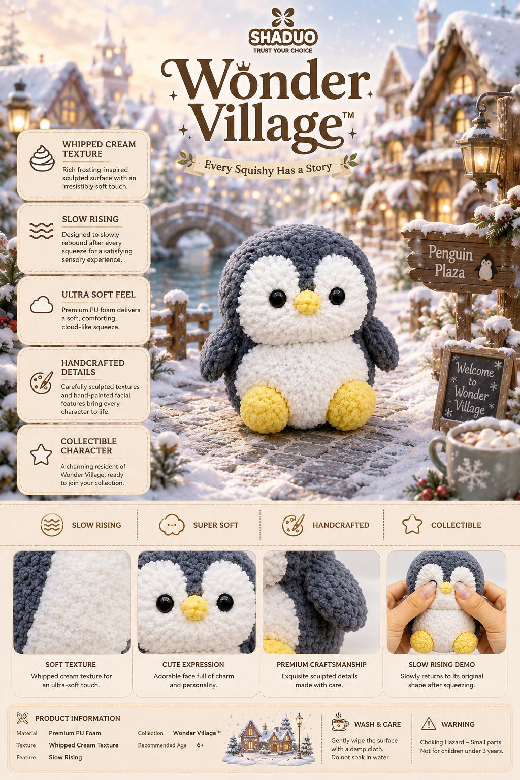 Wonder Village - Frosty Lane Penguin Whipped Cream Squishy Toy