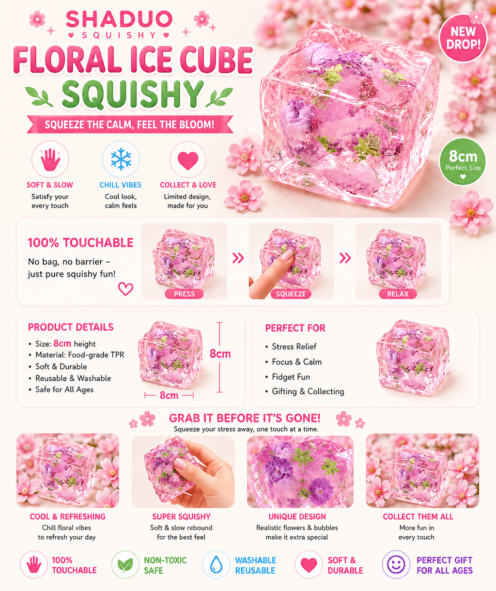 [Touch Me] Purple Hydrangea Floral Ice Cube Gel Squishy (Vaseline texture)