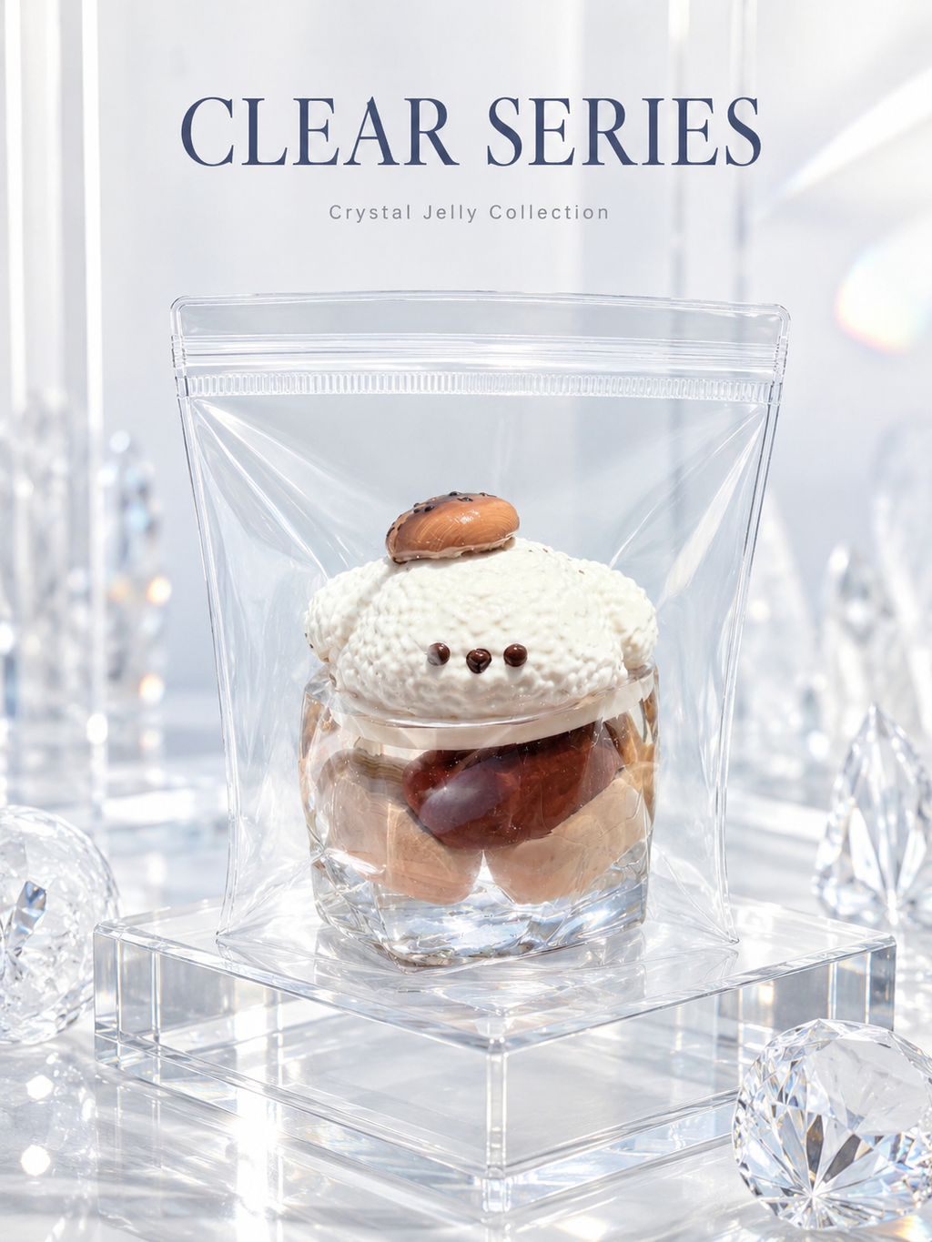 White Shiba Coffee Parfait Crystal Jelly Squishy