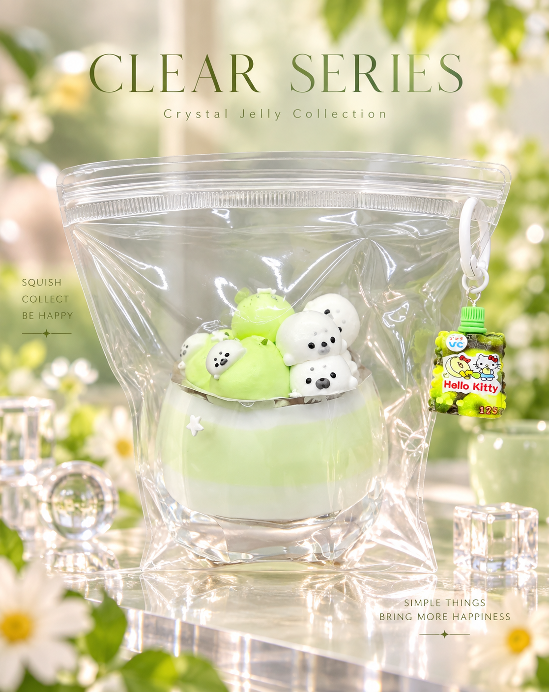 Clear Series - Matcha Green Seal Bowl Crystal Jelly Squishy
