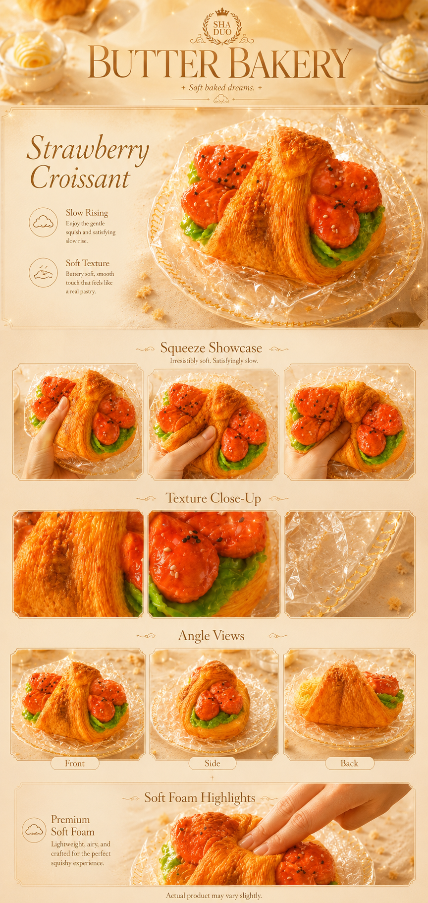 SHADUO Butter Bakery Sausage Croissant Squishy