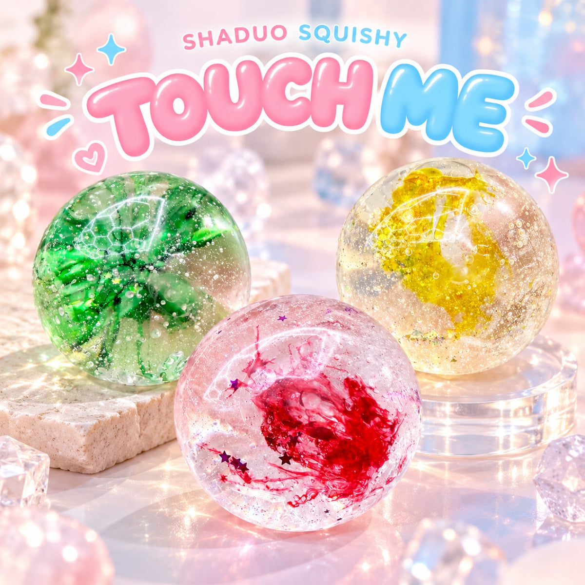 SHADUO Touch Me Series Malt Sugar Squishy - Green, Yellow, Red