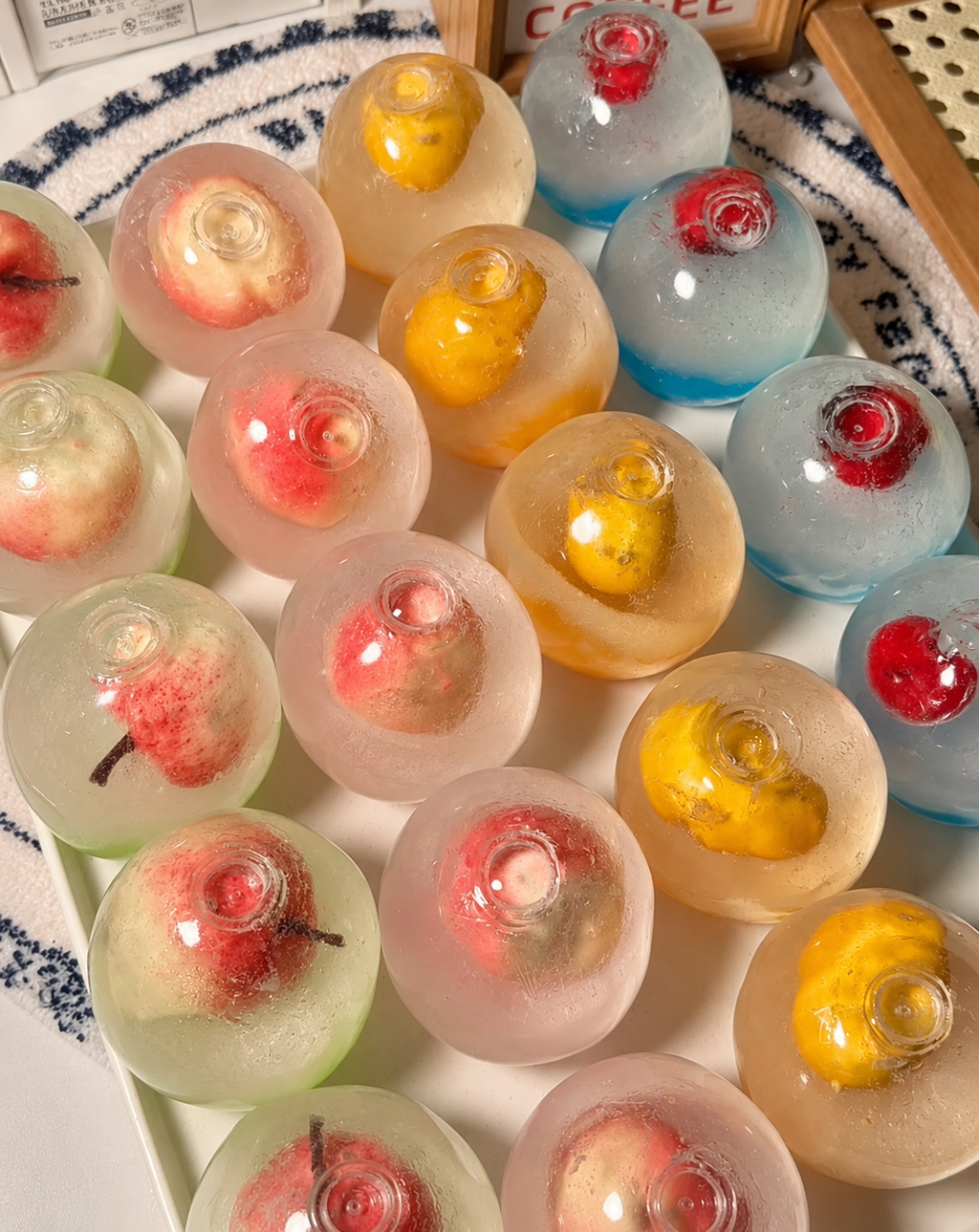 [Touch Me] Soft Pink Peach Crystal Water Drops Squishy ball