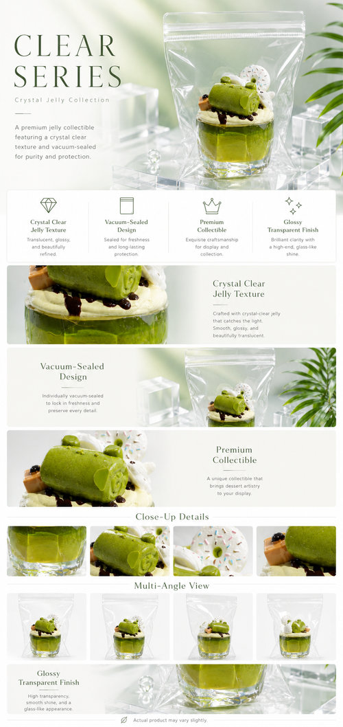 Elegant Matcha Parfait Crystal Jelly Squishy