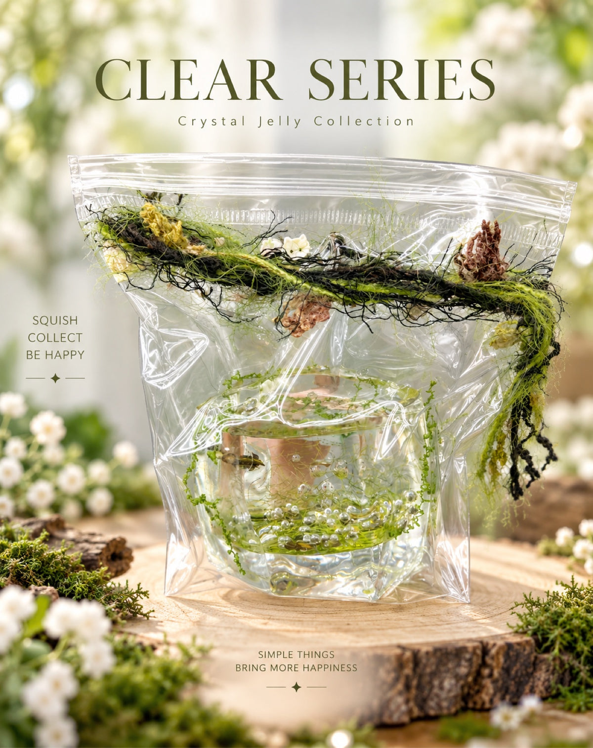 SHADUO Clear Series Forest Moss Jelly Jar Squishy