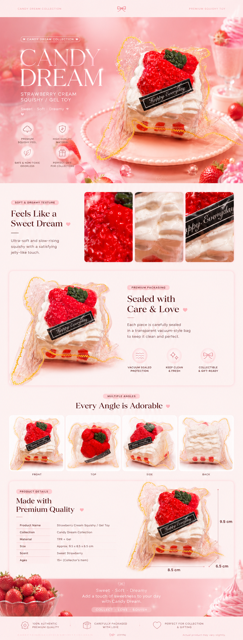 Happy Everyday Strawberry Loaf Cake Squishy