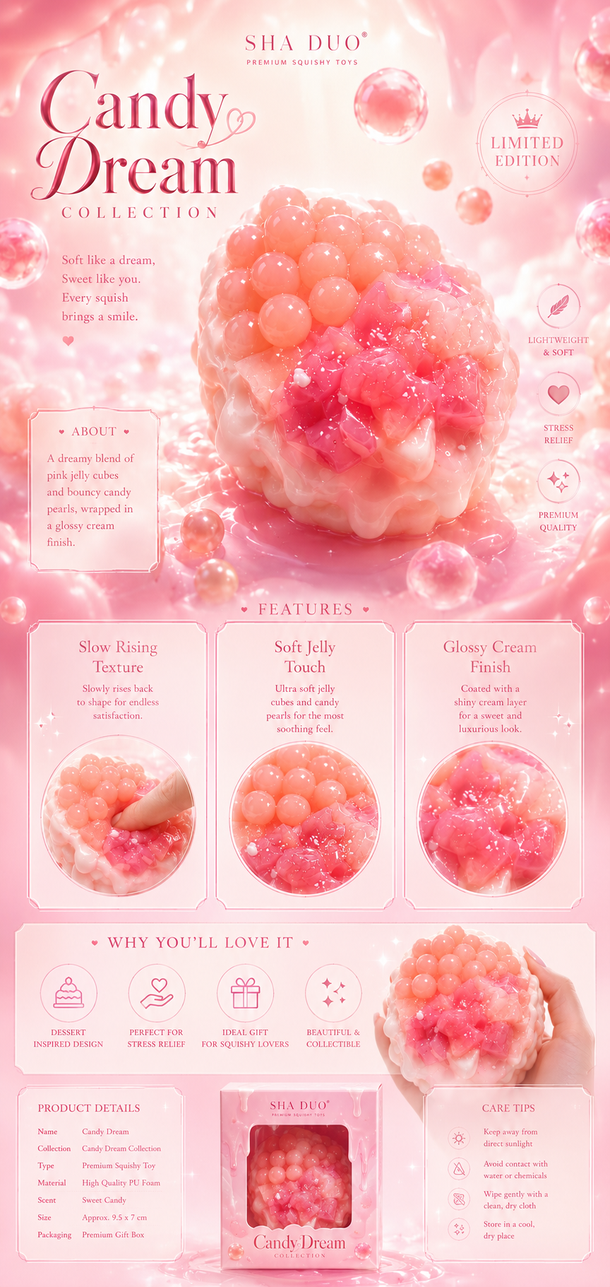 SHADUO Candy Dream Berry Mochi Squishy
