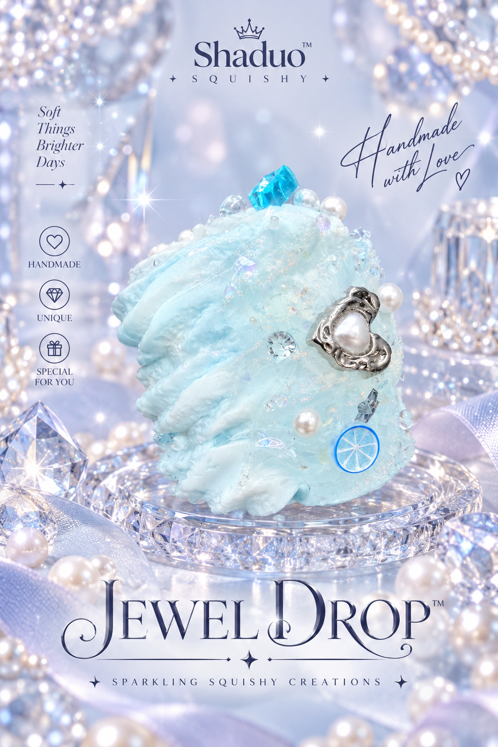 Jewel Drop Series - Pastel Butterfly Cream Cupcake Squishy