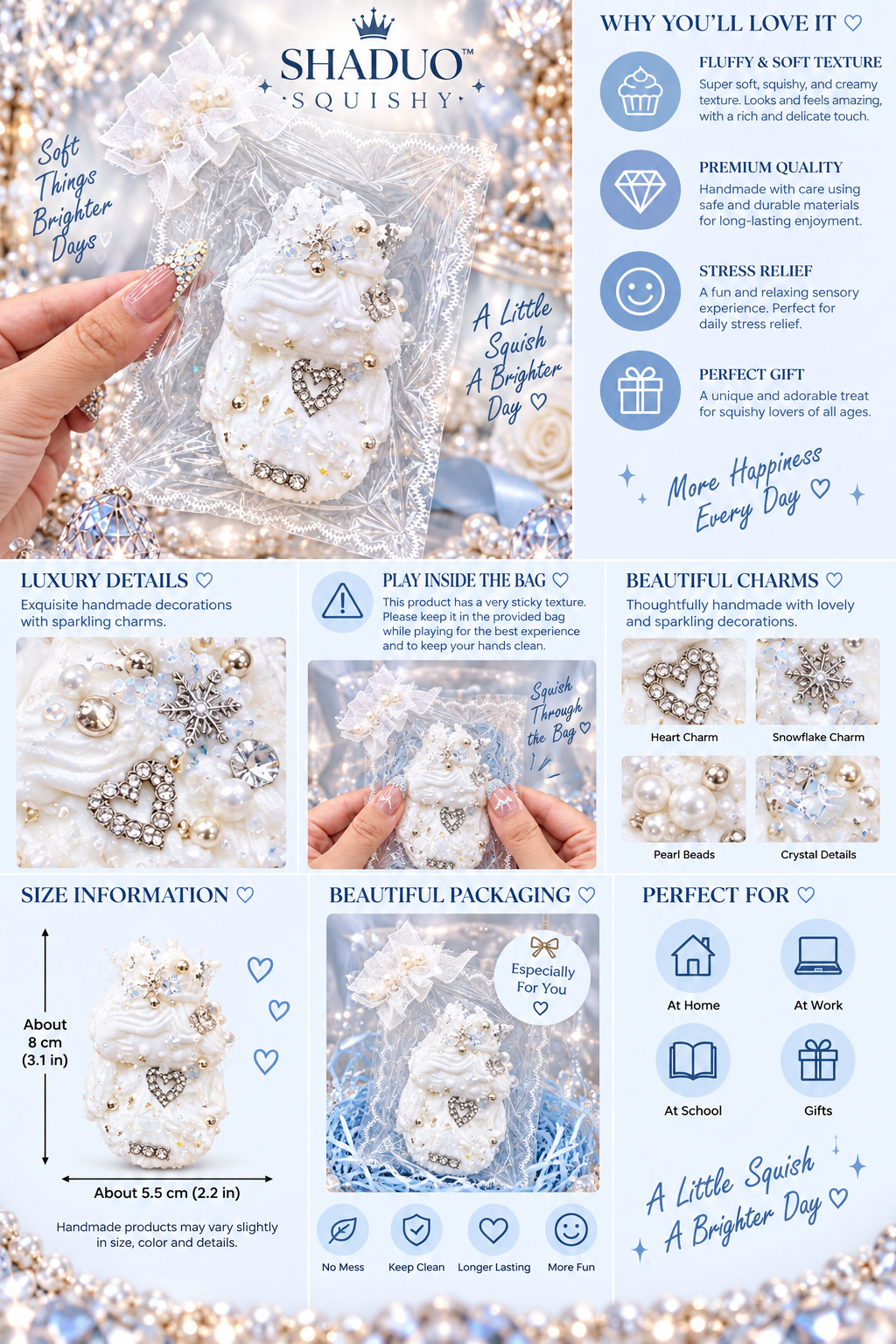 Jewel Drop Series - Royal White Cream Crown Squishy