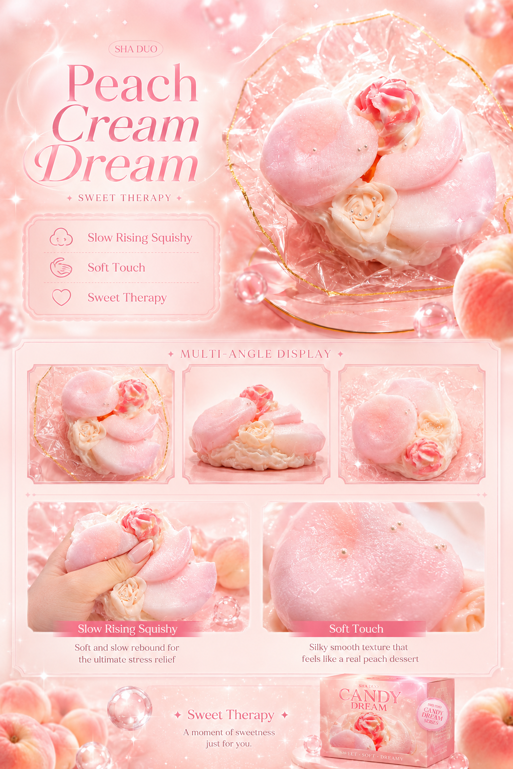 SHADUO Candy Dream Sweet Peach Cream Squishy