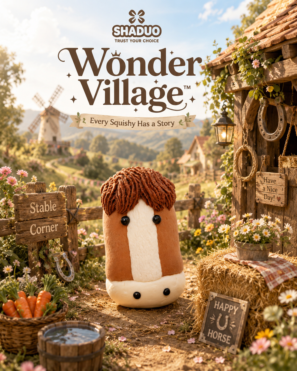 Wonder Village - Stable Corner Horse Whipped Cream Squishy Toy