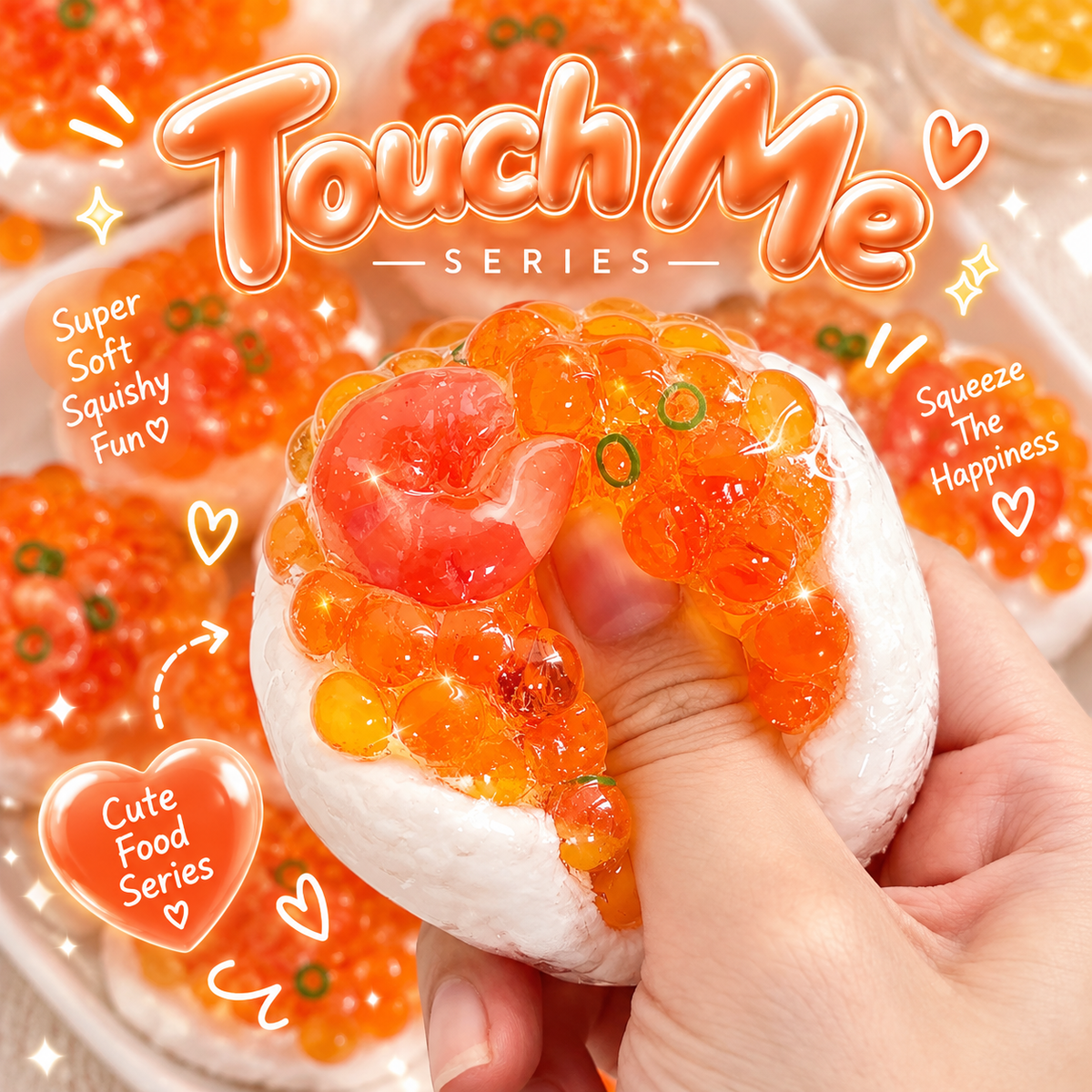 Touch Me Series-Salmon Roe & Shrimp Sushi Squishy ball
