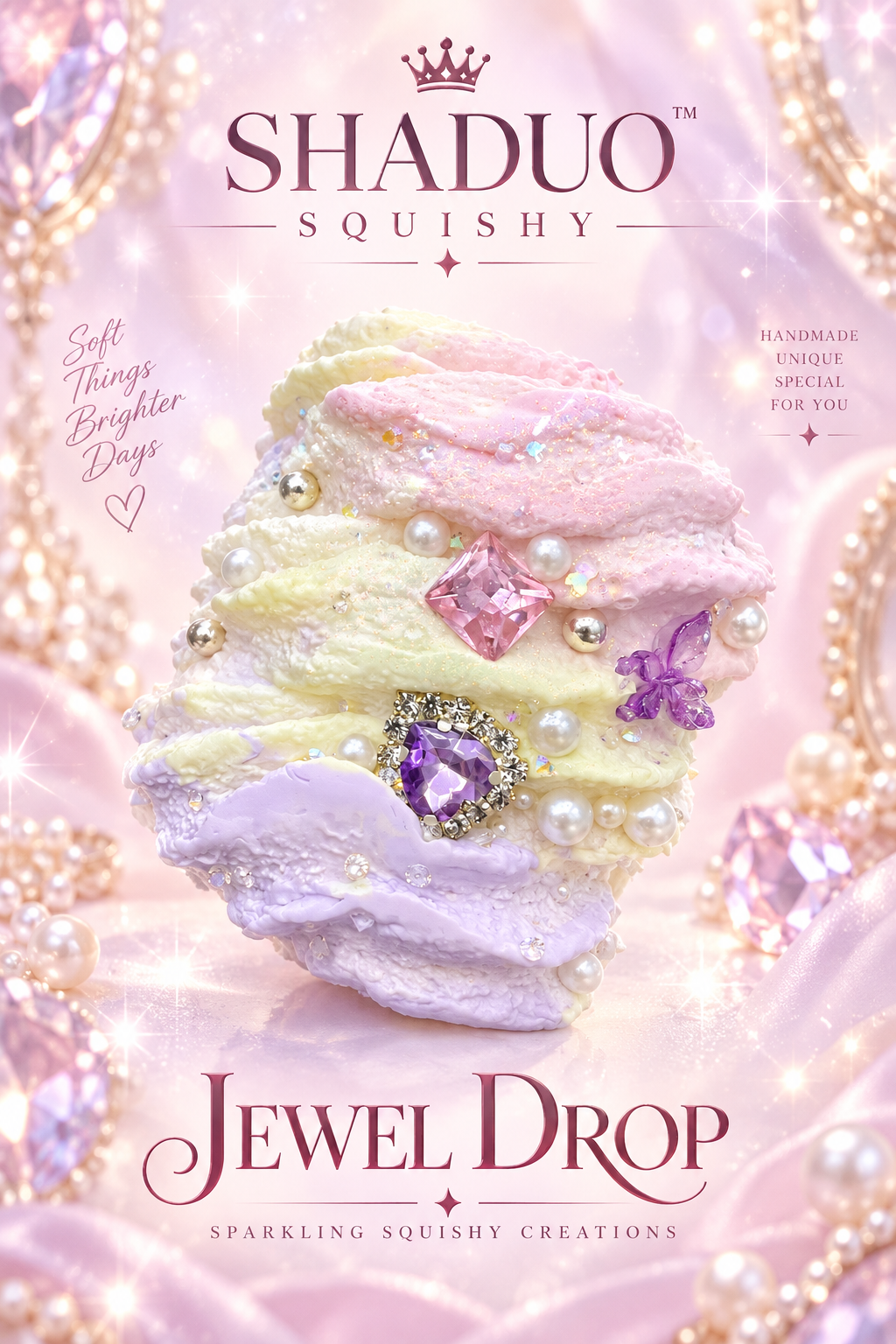 Jewel Drop Series - Pastel Butterfly Cream Cupcake Squishy